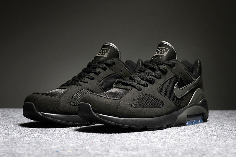 Men's Nike Air Max 180 All Black Running Shoes - Click Image to Close